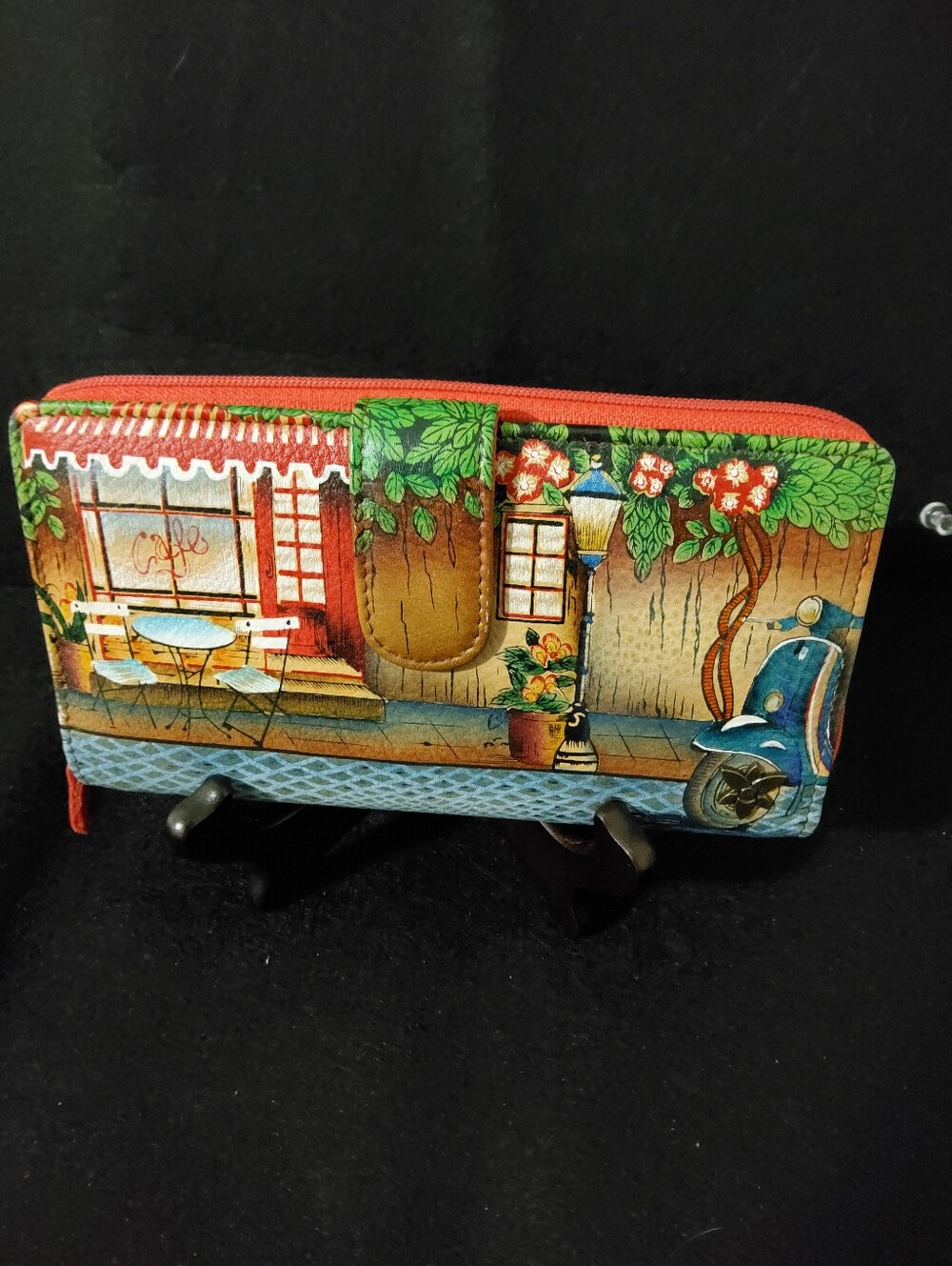 Anuschka, Le Cafe Zip Around Wallet, Hand-painted Leather